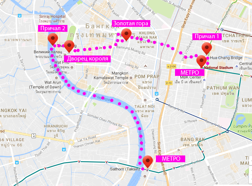карта маршрута по каналам бангкока