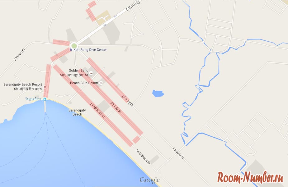 Карта улиц, на которых можно найти жильё в аренду в Сиануквиле