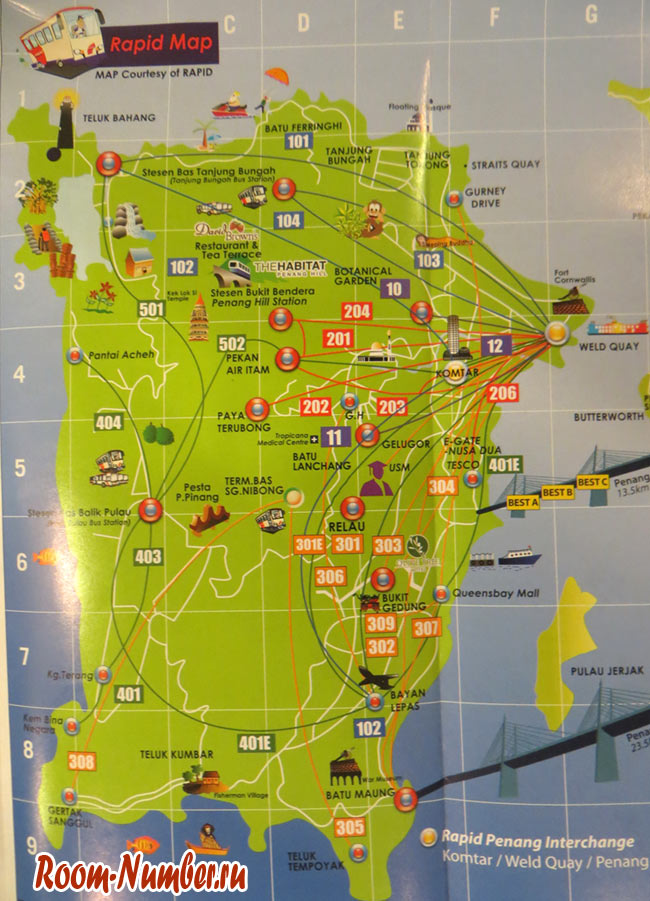схема маршрутов автобусов на пенанге