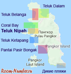 Карта пляжей острова Пангкор