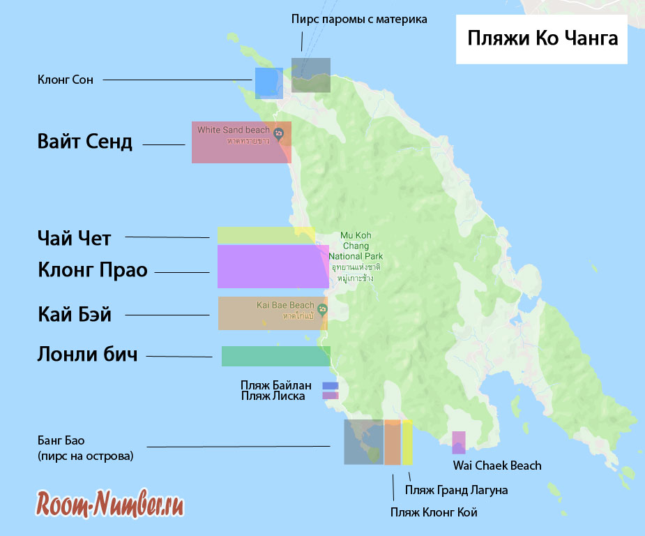 карта пляжей Ко Чанга