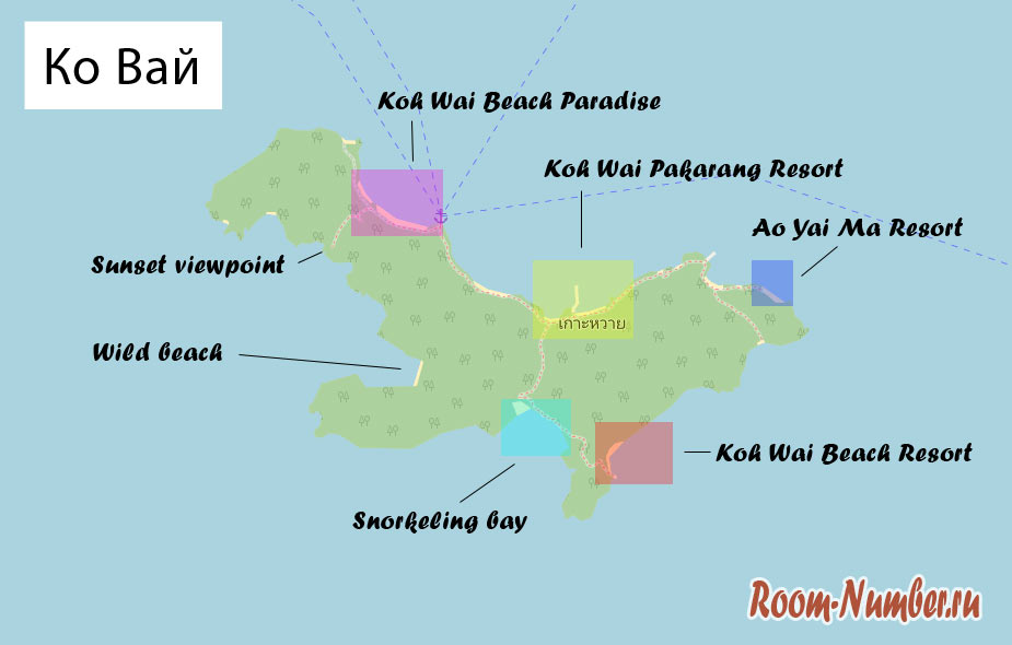 карта острова ко вай, схема пляжей и отелей