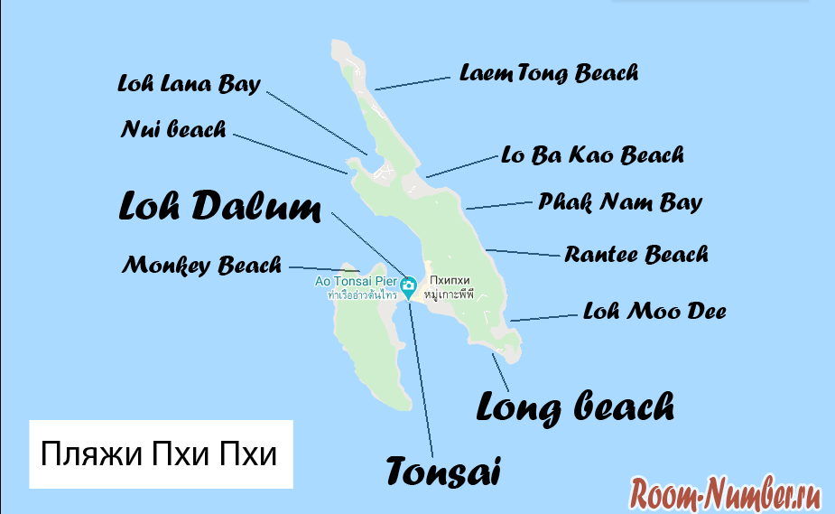 карта пляжей пхи пхи