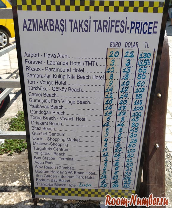 цены на такси в бодруме